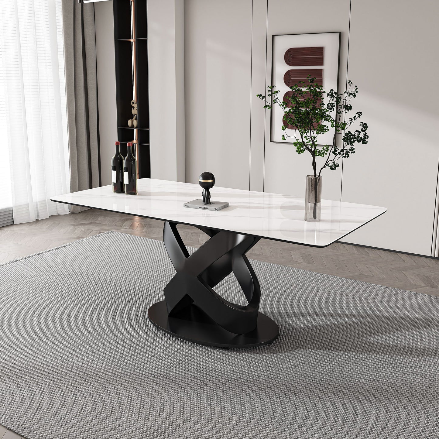 Rectangular Dining Table - Black / White
