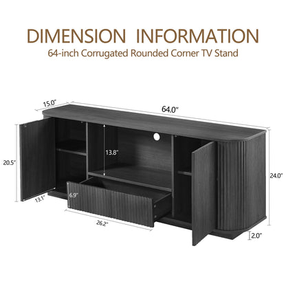 Modern Wavy TV Stand Rounded Sideboard With Storage Cabinet