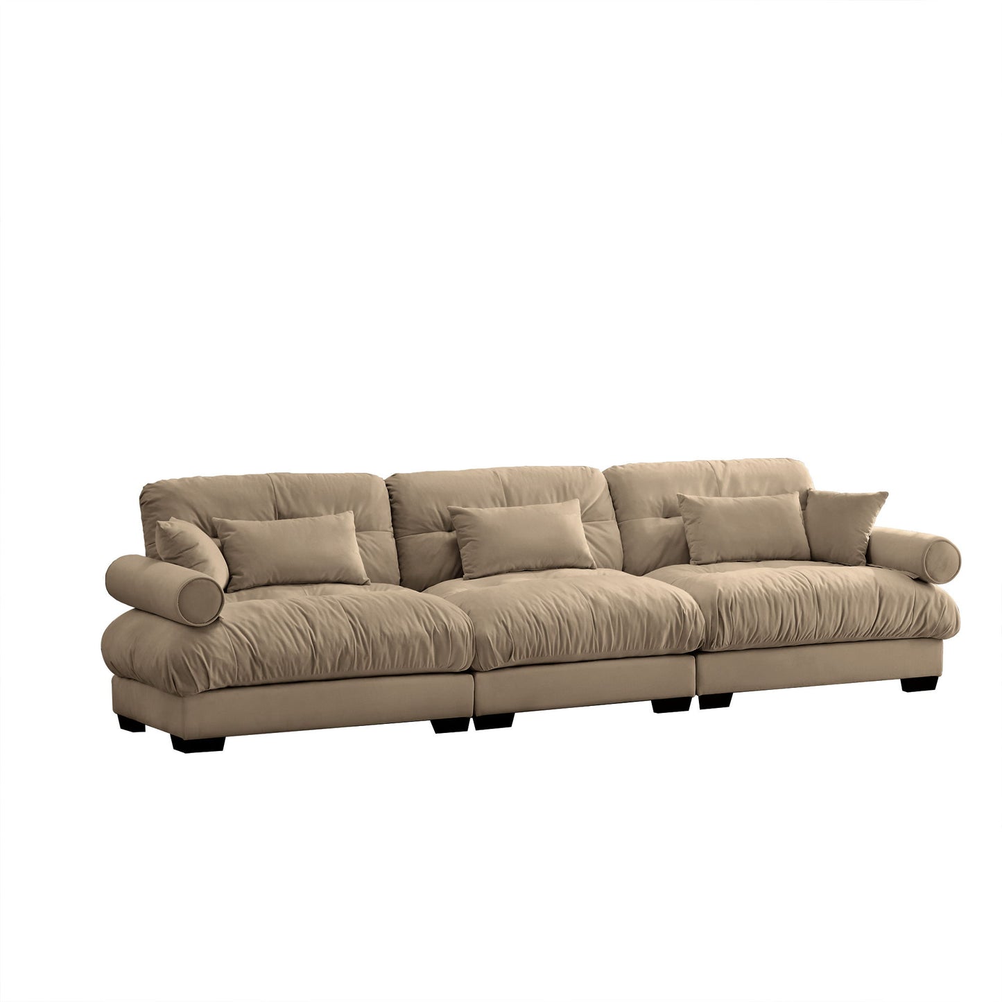 Modern Oversize Sofa With Cloud Like Comfort, Featuring Waist And Throw Pillows