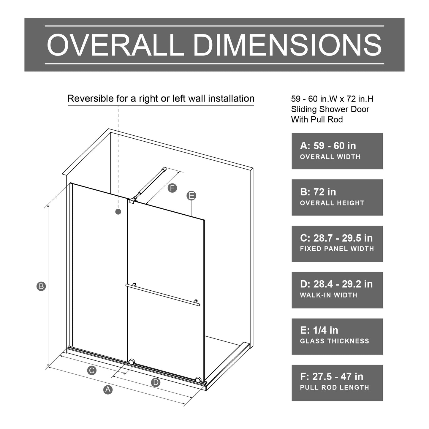 Guyou Glass Shower Door, Sliding Door Dual Usage - Chrome