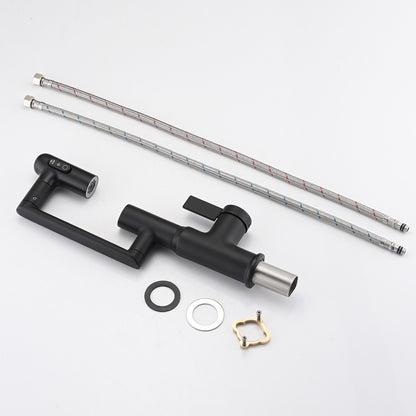 Bathroom Sink Faucet With Spray Function And Temperature Display, Anti Skid Switch, 360 Degree Rotary