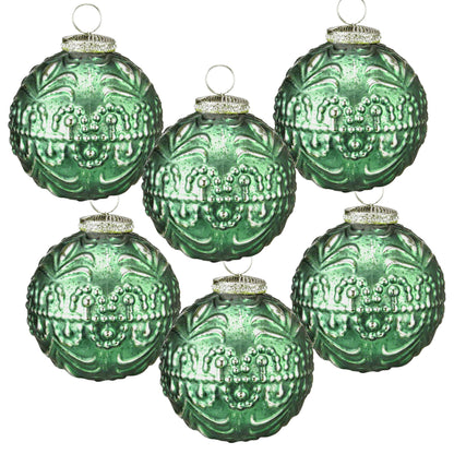 Christmas Ball Ornaments, Glass Decorative Hanging Ball Christmas Tree Ornaments, For Holiday Party Decorations (Set of 6) - Green