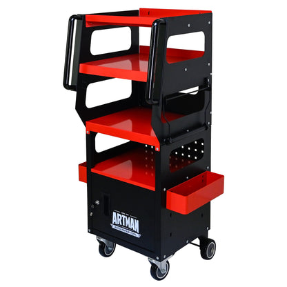 4 Level Multi Purpose Trolley For Diagnostics - Black / Red