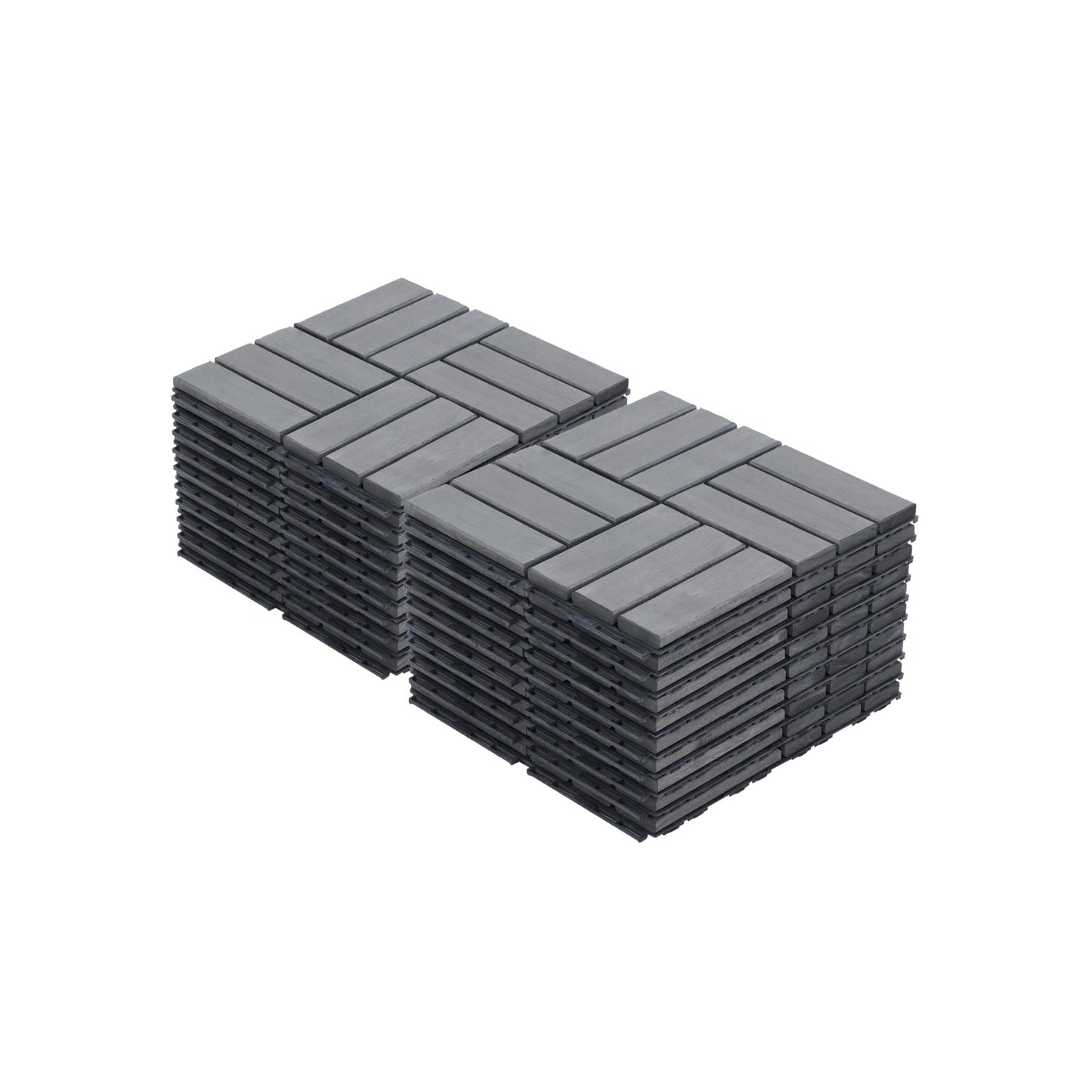 Acacia Wood Interlocking Deck Tiles Checker Pattern For Outdoor Flooring