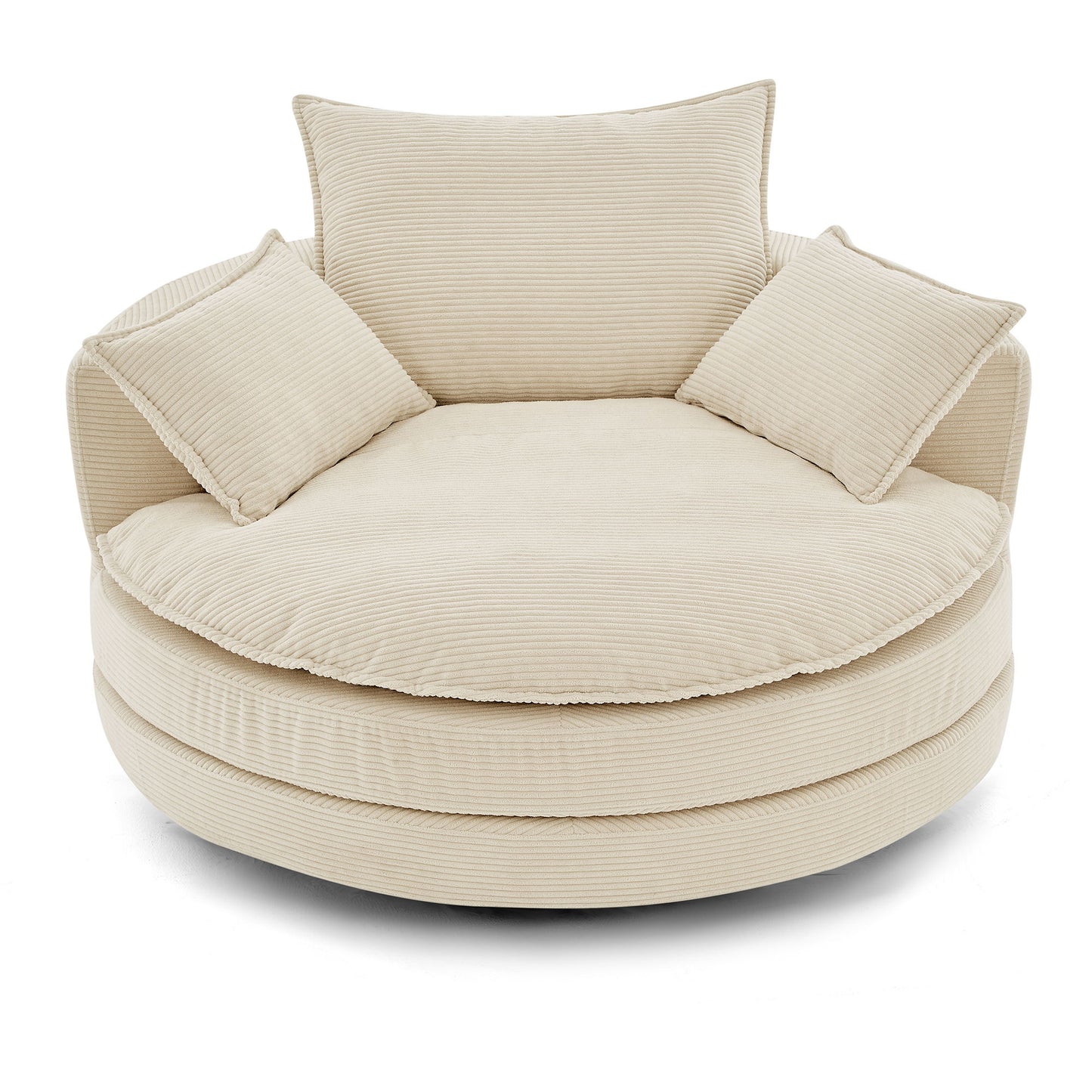 360° Swivel Accent Barrel Chair With Dual Layer Cushion And 3 Removable Pillows