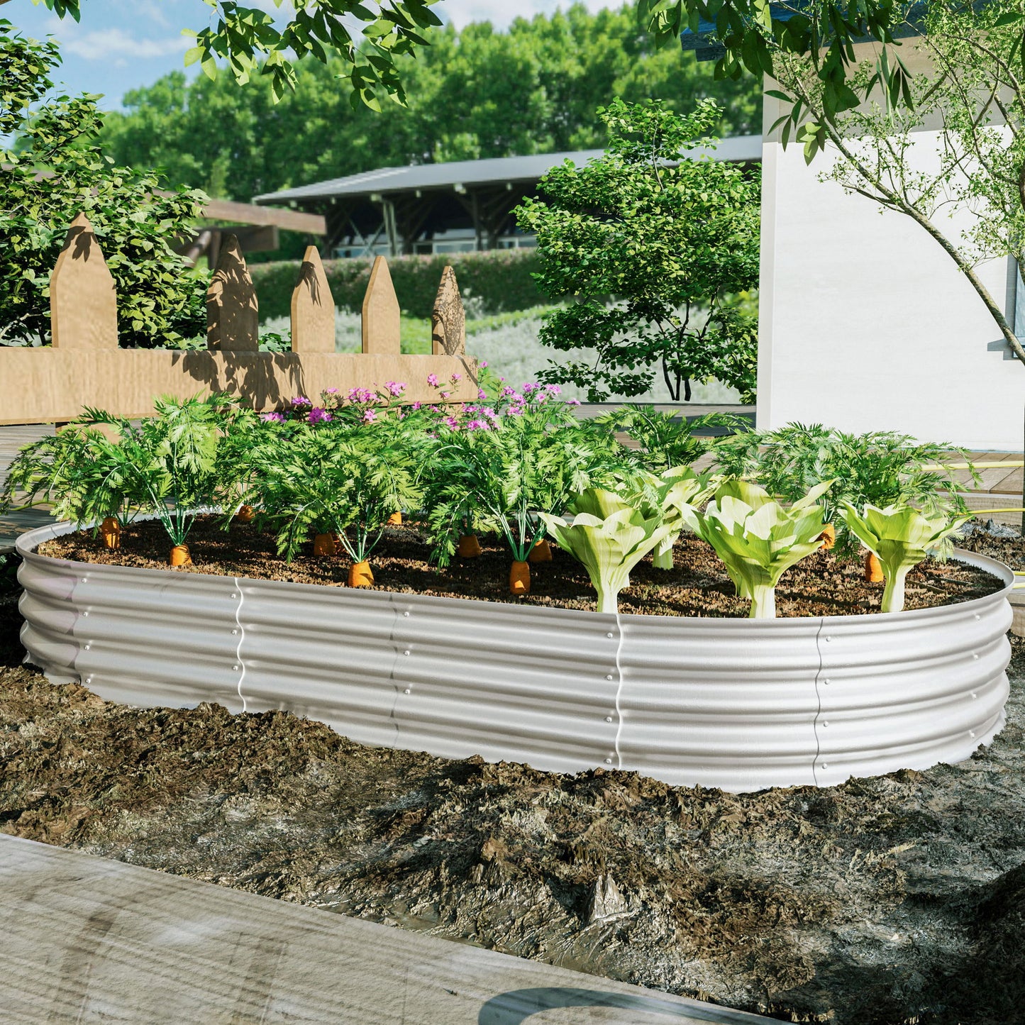 Heavy Duty Galvanized Raised Garden Bed Kit For Vegetables, Flowers & Herbs