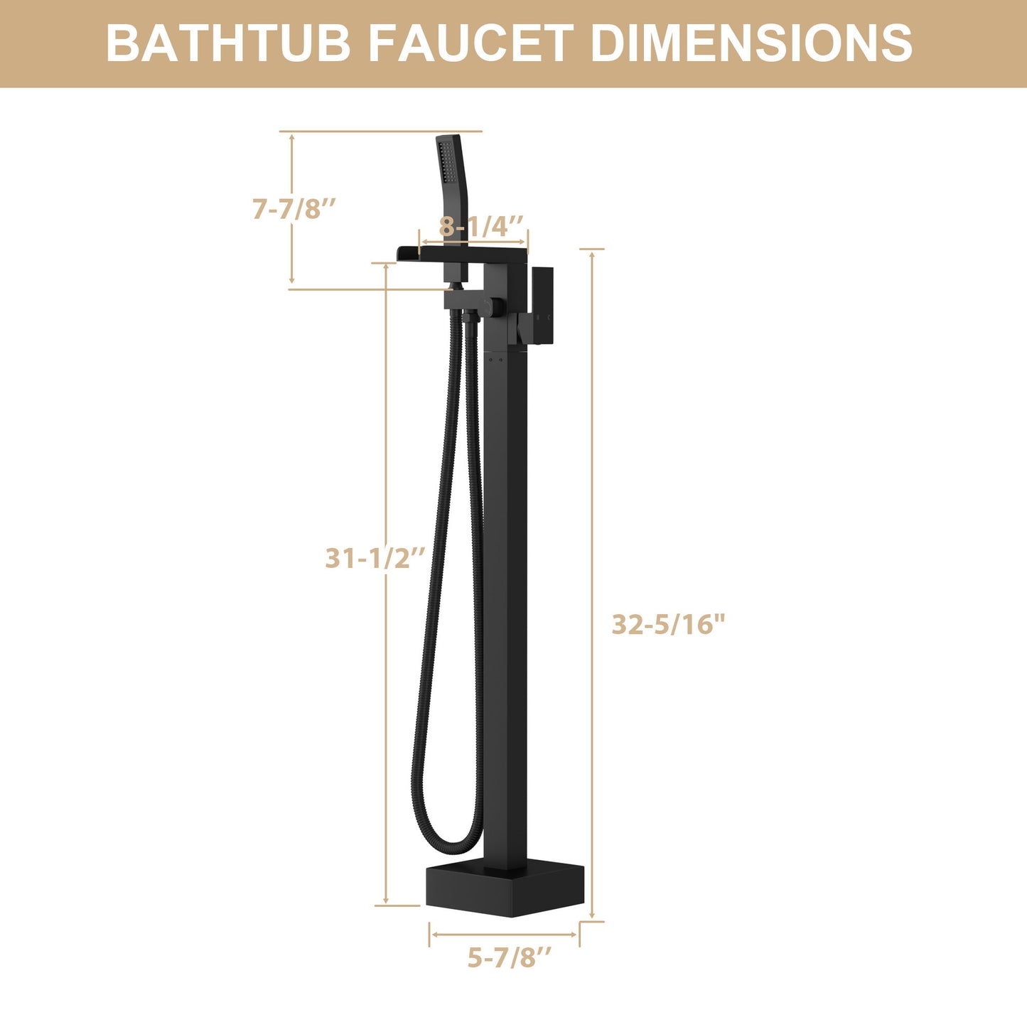 Freestanding Bathtub Faucet With Waterfall Tub Filler And Hand Shower