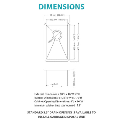 Undermount Steel Kitchen Sink, Deep Single Bowl Basin