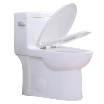 Gloss Tornado Flush 1 Piece Elongated Toilet With Siphonic Side Press, ADA Comfort Chair Height - Gloss White