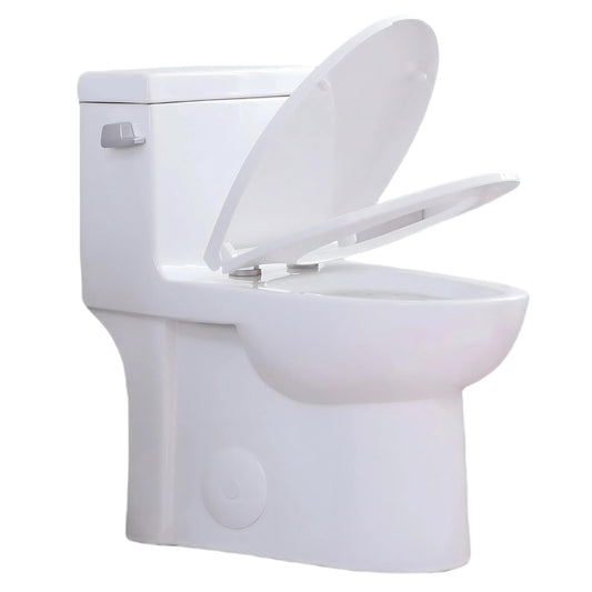 Gloss Tornado Flush 1 Piece Elongated Toilet With Siphonic Side Press, ADA Comfort Chair Height - Gloss White