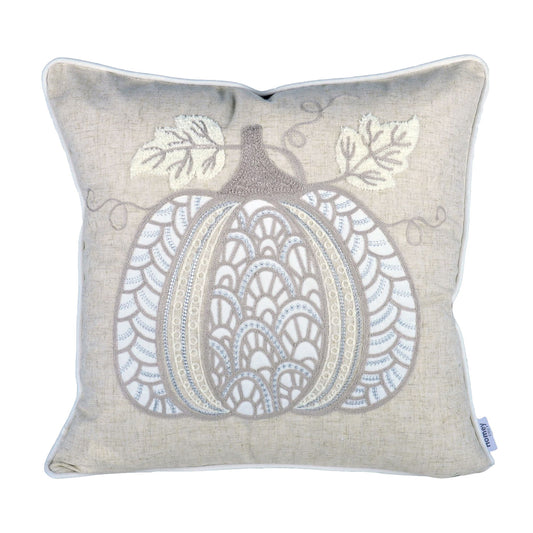 Lace Embroidered Pumpkin Throw Pillow - Natural