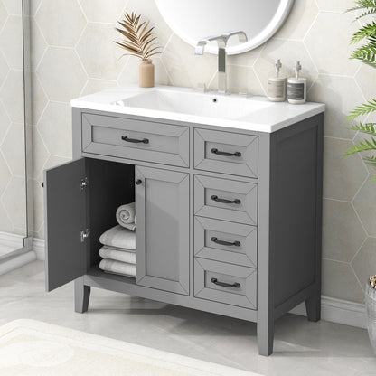 Modern Bathroom Vanity With Sink, Freestanding With Drawers And Doors