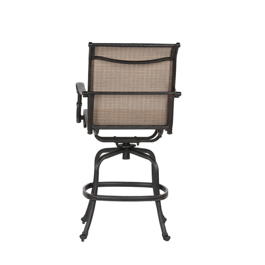 Outdoor Sling Counter Stool (Set of 2) With Aluminum Frame, All Weather - Dark Brown