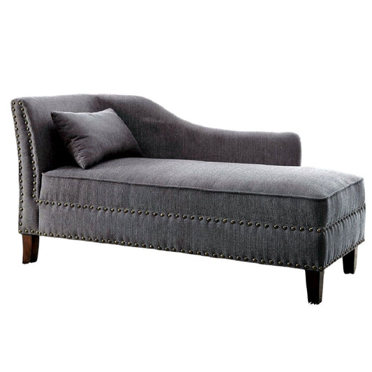 Chaise With Nailhead Trim And Plush Pillow