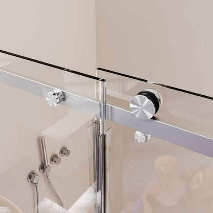 Frameless Single Sliding Shower Door, Sgcc Tempered Glass, Reversible