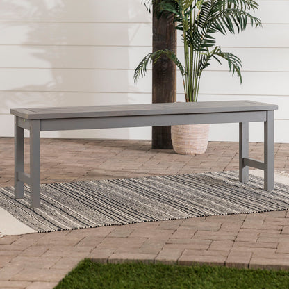 Modern Slat Top Solid Wood Patio Bench