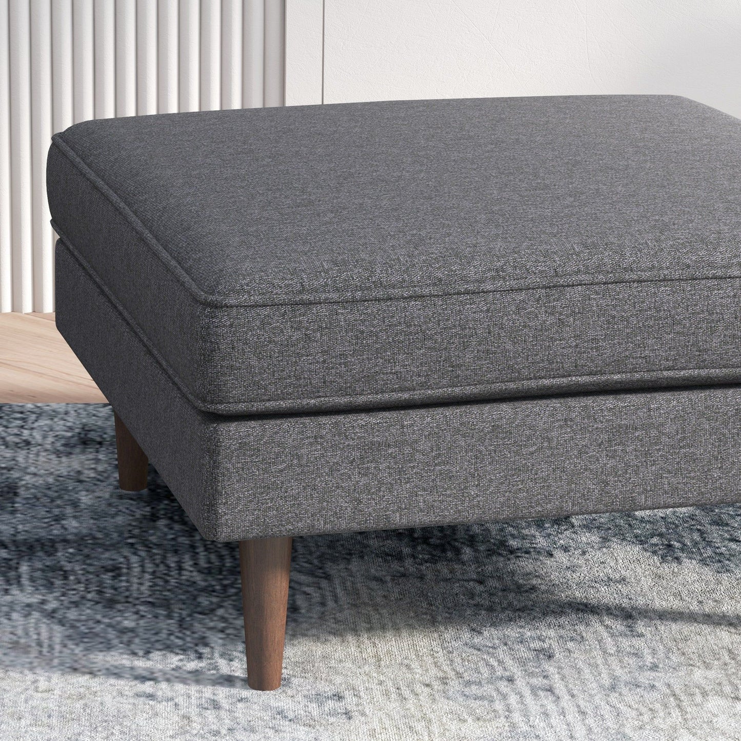 Amber - Square Upholstered Ottoman Linen