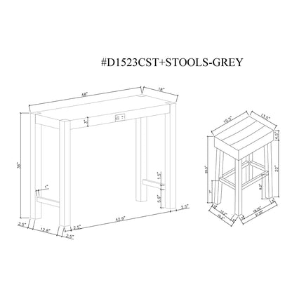 Regina - Console Sofa Table And Double Pedestal Base - Gray