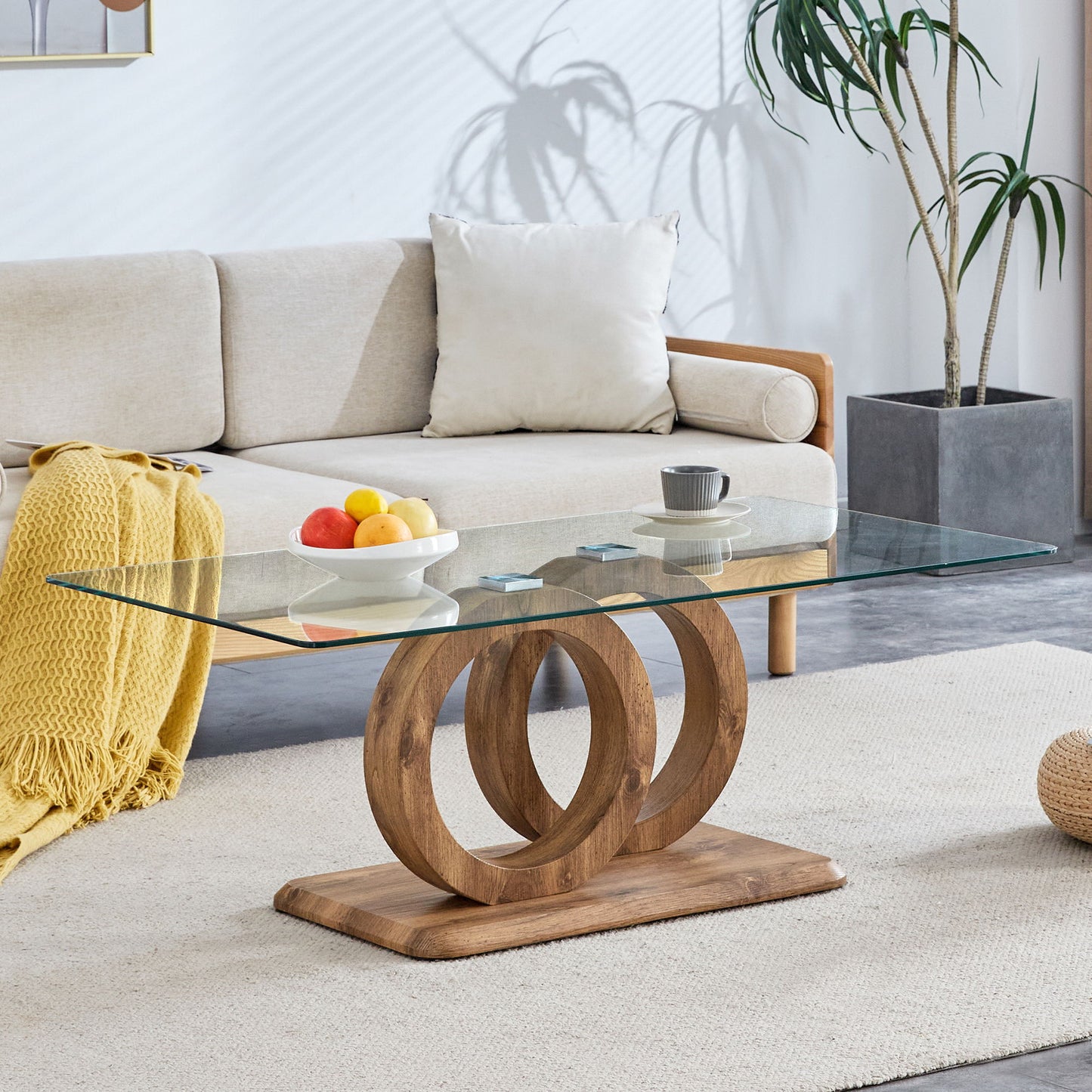 Contemporary Style Glass Top Coffee Table