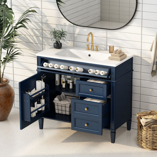 Bathroom Vanity & Top Sink, Modern Bathroom Storage Cabinet With 2 Drawers And A Tip-Out Drawer