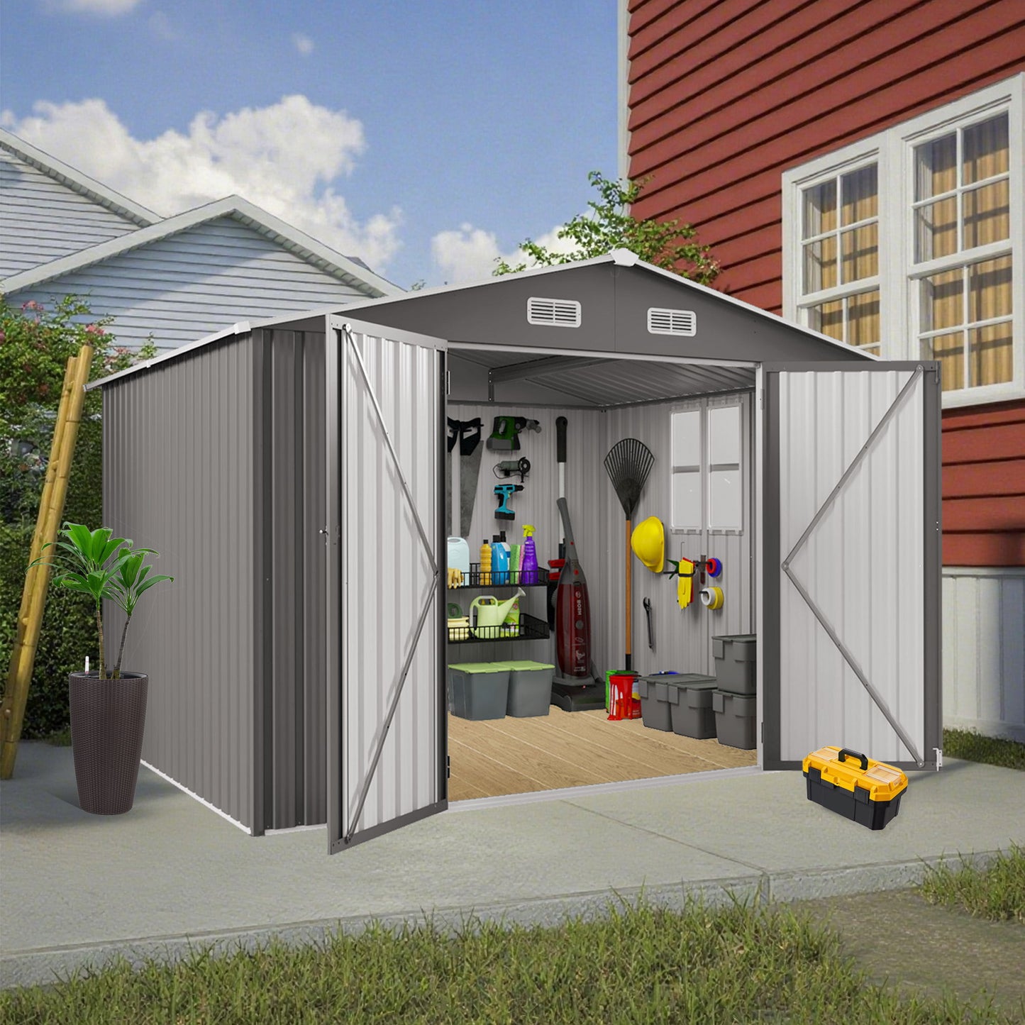 Large Outdoor Storage Shed With Lockable Door, Air Vent