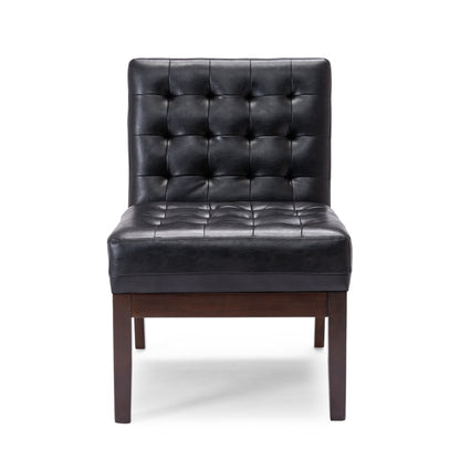 Contemporary Accent Chair With Tufted Waffle Stitch - Black