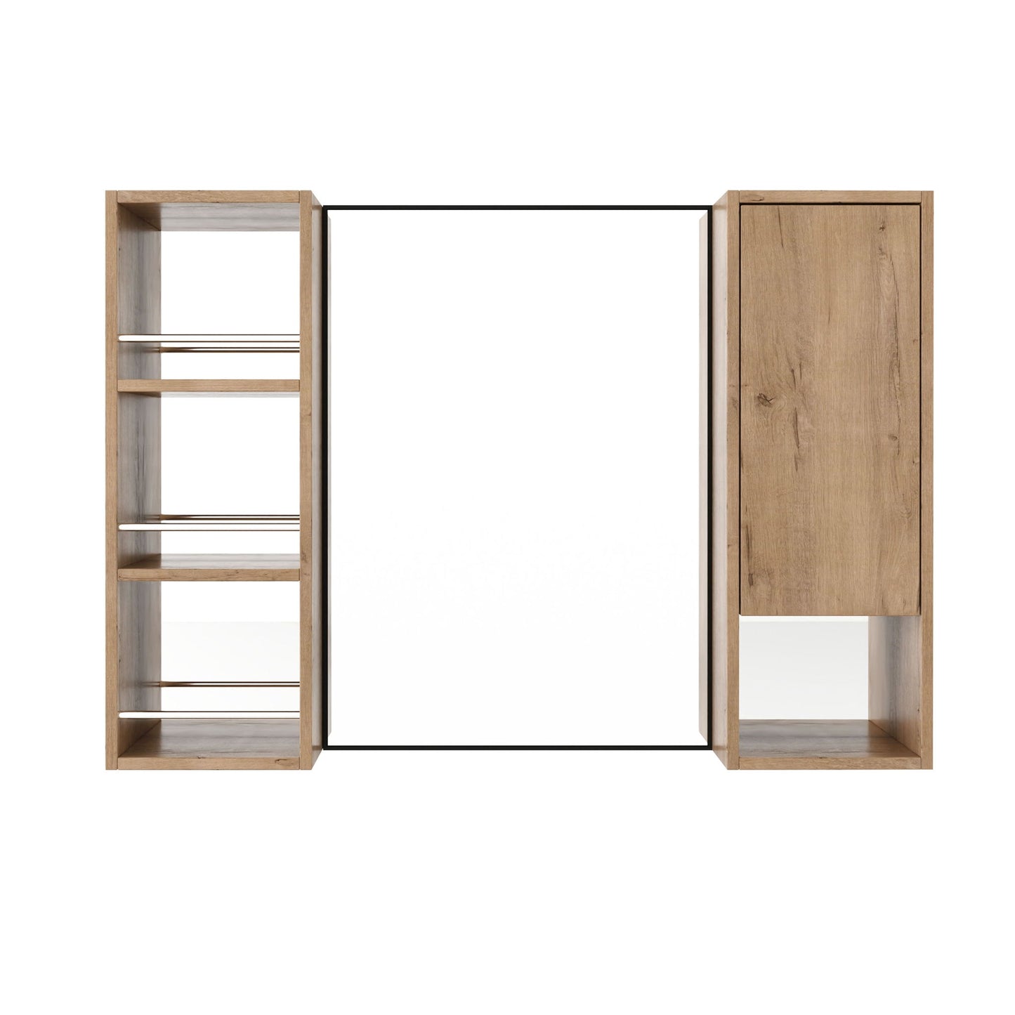 39.4" Wall Mounted Bathroom Cabinet With Storage And - Imitative Oak