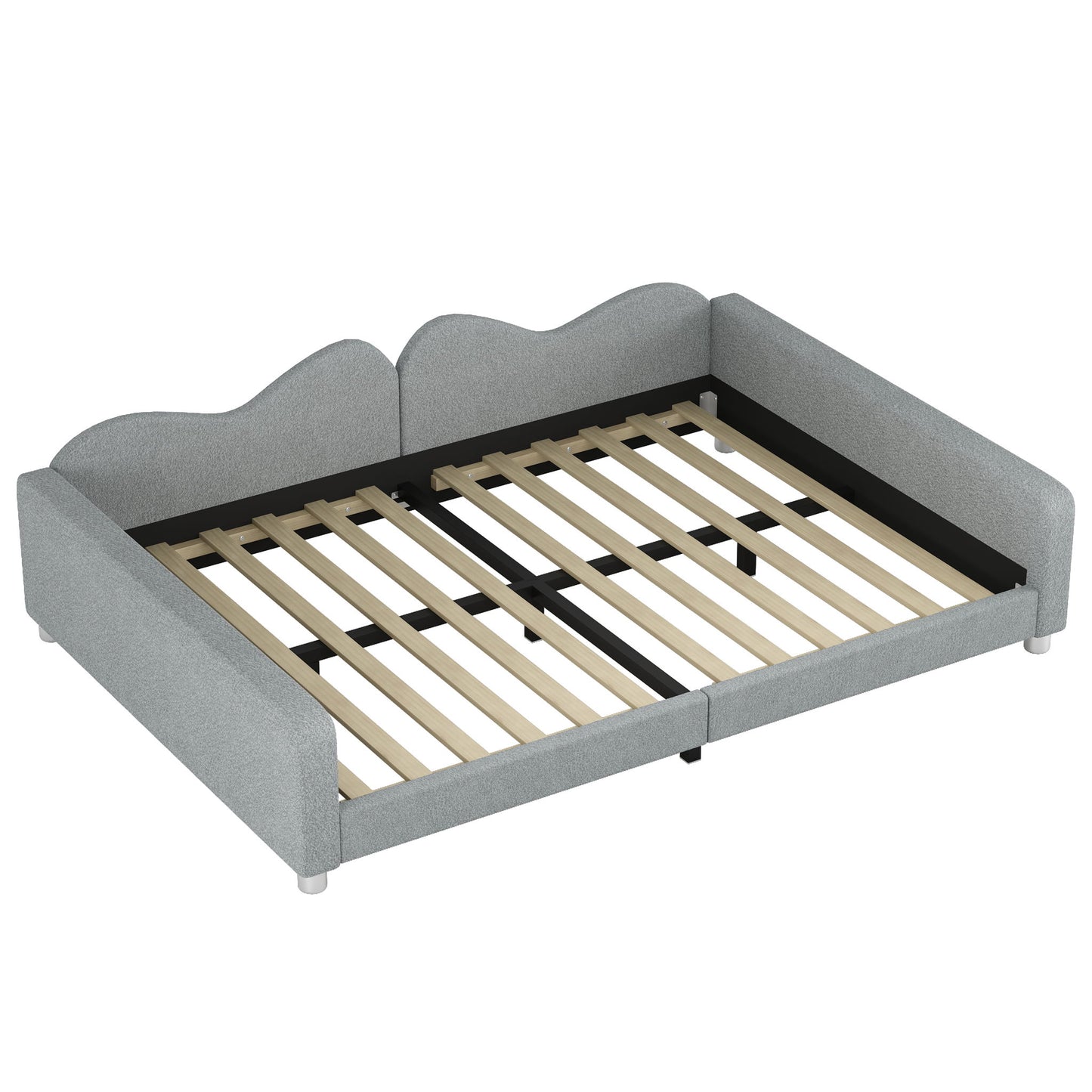 Upholstered Daybed, Sherpa Fabric Sofabed With Cloud-Shaped Backrest