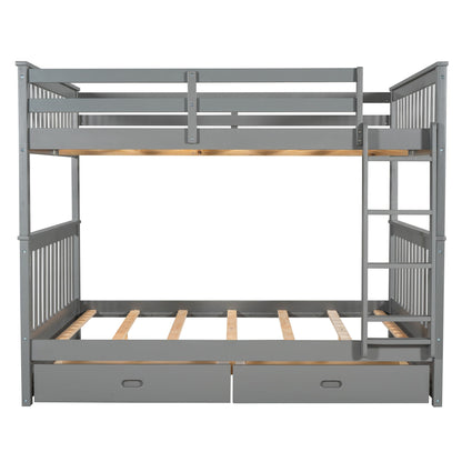 Bunk Bed With Ladders And 2 Storage Drawers