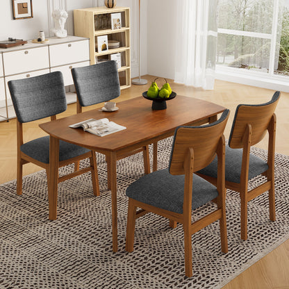 Dining Chairs (Set of 4), Wooden Dining Chair Armless, Mid Century Modern Upholstered Seat Cushion Dining Room Chair For Home Kitchen Dining Room Restaurant - Brown / Gray