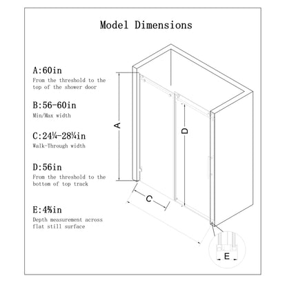 Frameless Single Sliding Shower Door With Soft Close, 5 / 16" Clear Nano Coated Tempered Glass, 60" X 60" - Matte Black