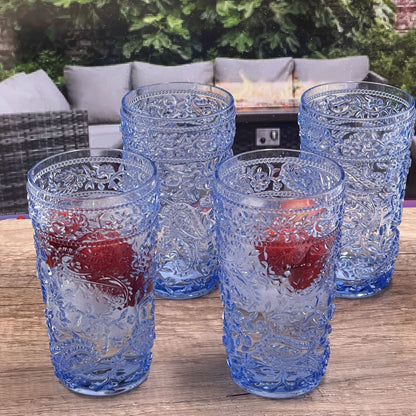 Paisley Style Acrylic Hi Ball Glasses (Set of 4)