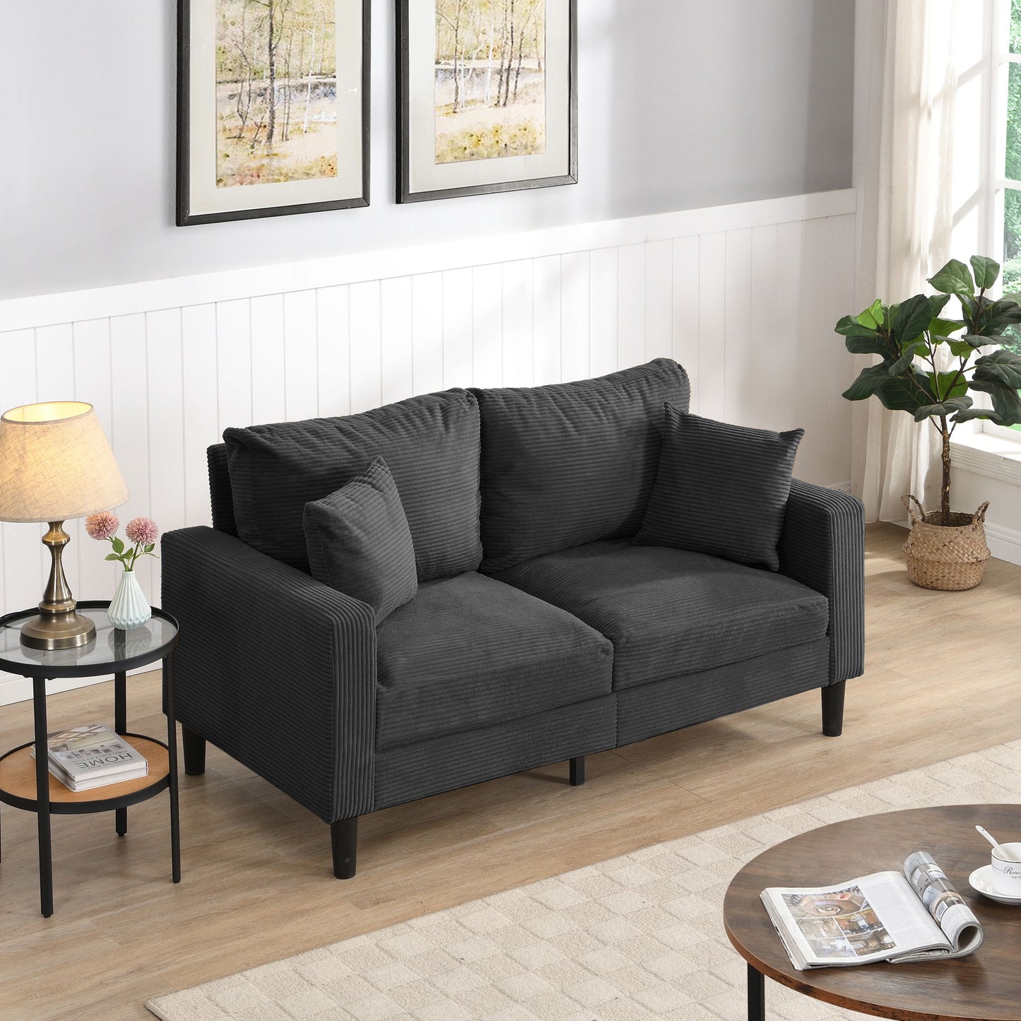 Modern Upholstered Loveseat Sofa, High Resilience