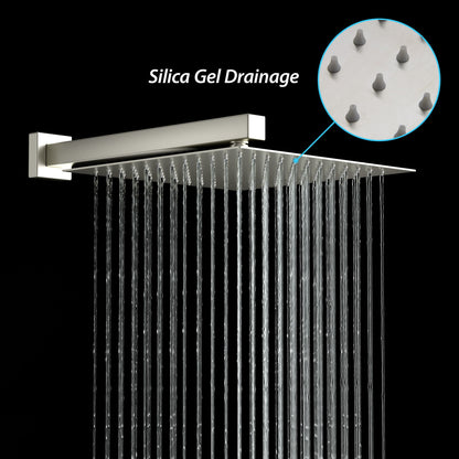 Shower Faucet Set With Rainfall Shower Head And Shower Valve, Stainless Steel And Brass