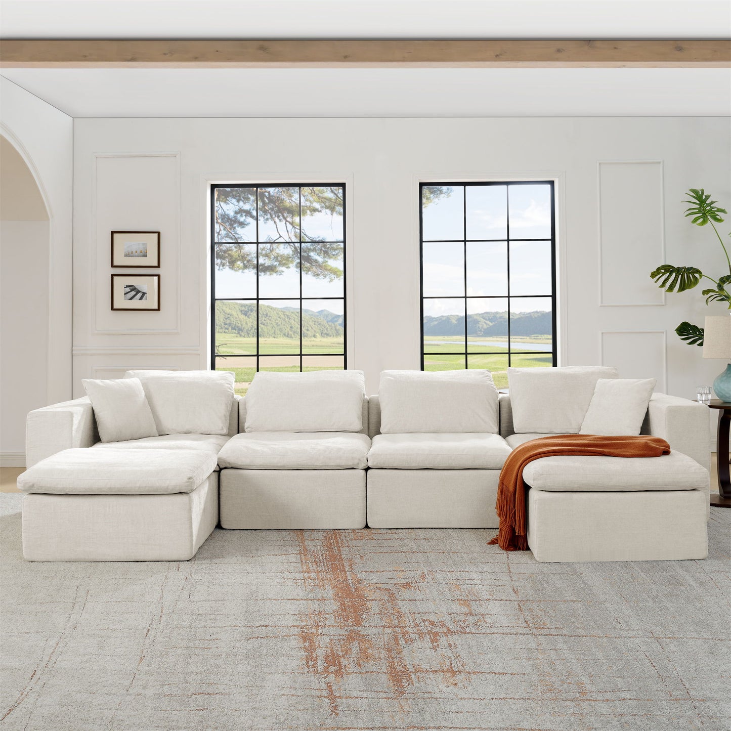 Modern Minimalist Cloud Sectional Couch With Comfy Chaise, U Shaped Modular Sofa