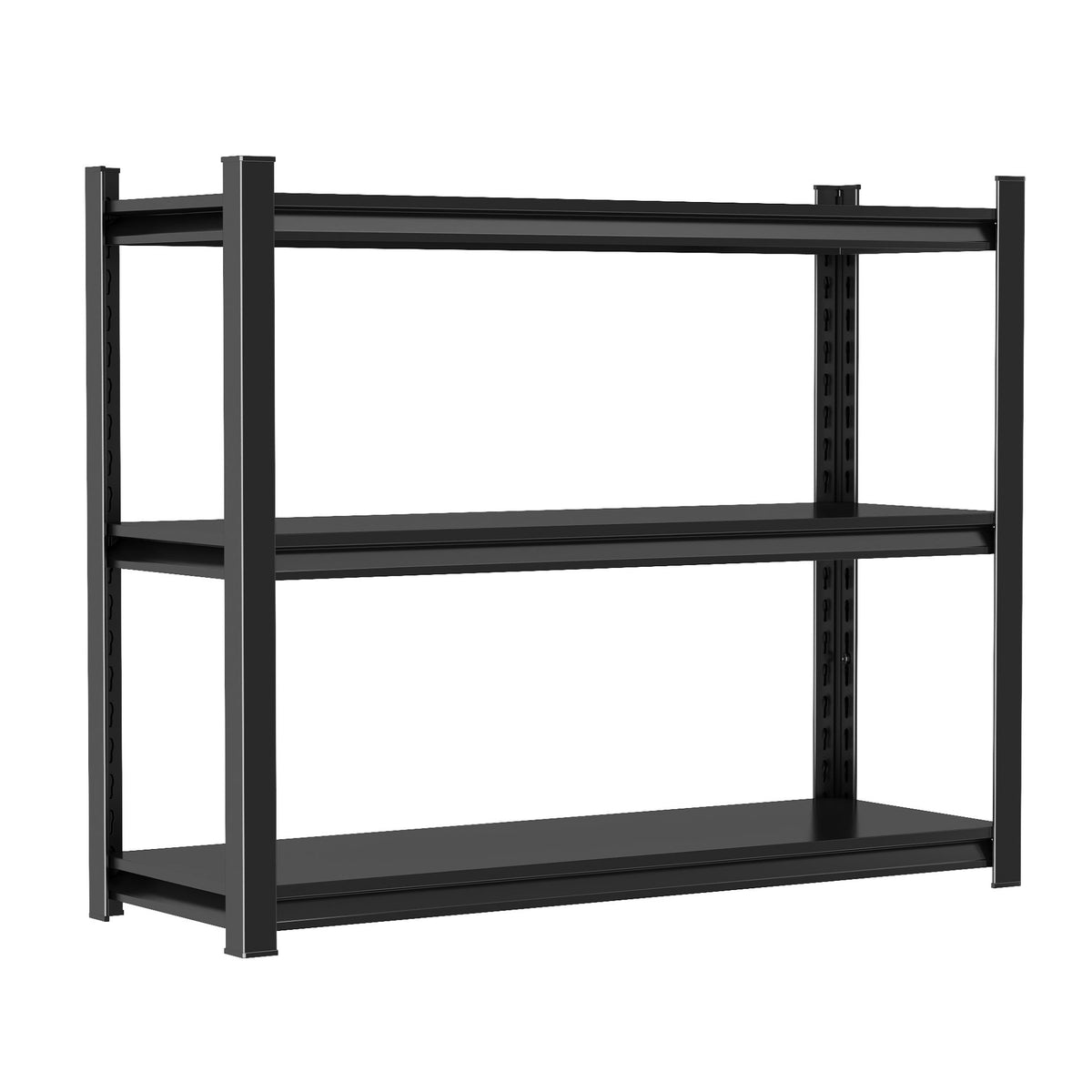 3 Tier Adjustable Height Storage Shelving Unit, Large Capacity Multipurpose Organizer Rack - Black