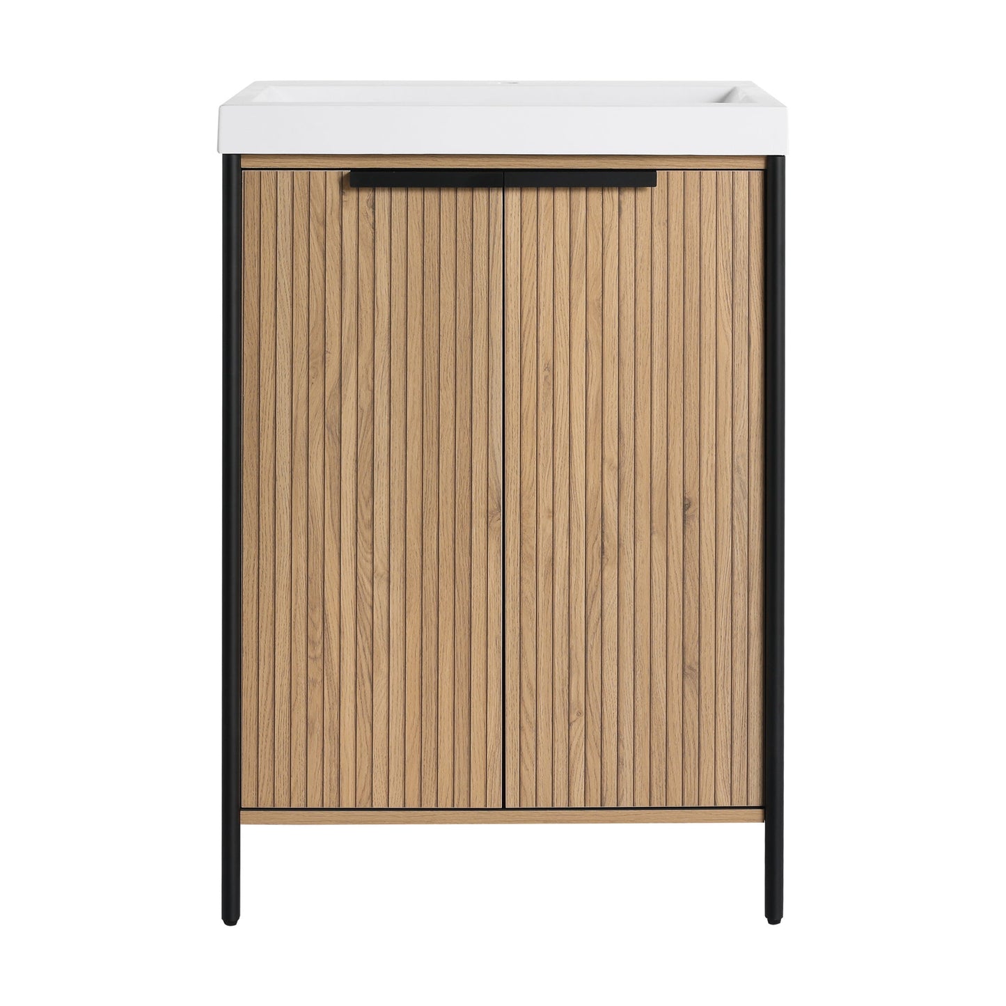 Modern Freestanding Bathroom Vanity With Resin Sink & Soft Close Cabinet Doors