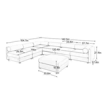 Modern Modular Sectional Sofa With Storag, Contemporary Cylindrical Design
