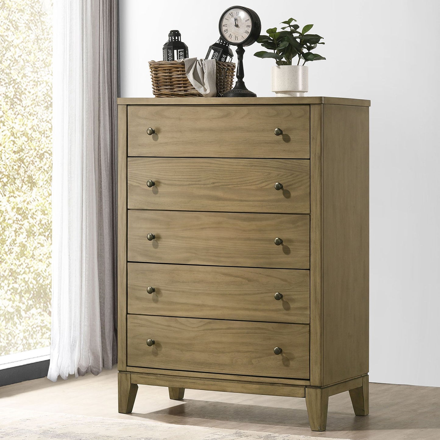 Menlo - 5 Drawer Bedroom Chest Of Drawers - Natural