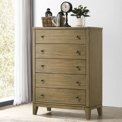 Menlo - 5 Drawer Bedroom Chest Of Drawers - Natural