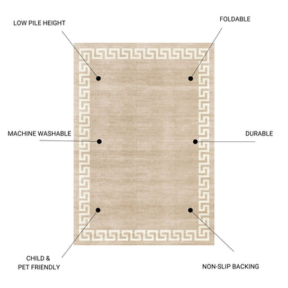 Toucan - 5' X 7' Washable Non - Slip Area Rug - Beige