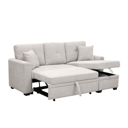 Upholstered Sectional With Pull Out Bed And Chaise Storage