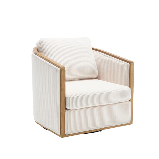 Corduroy Barrel Chair, 360 Degree Swivel