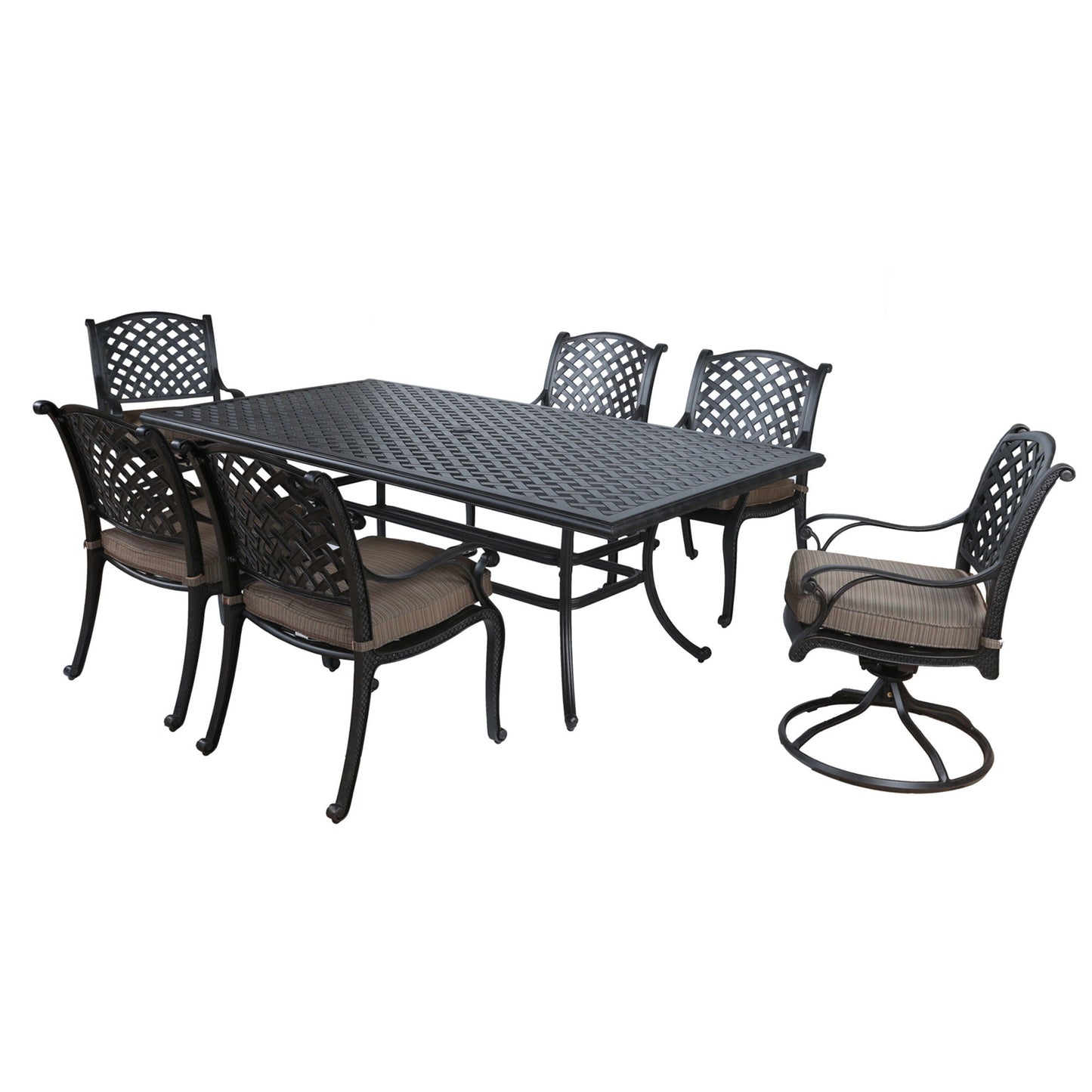 Rectangular 6 Person 85.83" Long Dining Set With Cushions