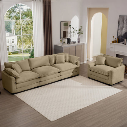 Elegant Corduroy Oversized Sectional Sofa Set With Deep Seats And Flexible Layout
