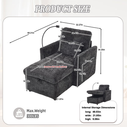 Multifunctional Chenille Recliner Sofa With Storage And Phone Bracket