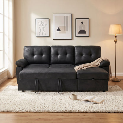 Convertible Sectional Sofa Bed With Pull Out Sleeper And Storage