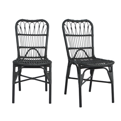 Outdoor Wicker Patio Dining Chairs Set With Durable Frame And Rattan Weave