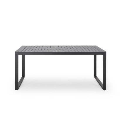Modern Outdoor Aluminum Rectangular Dining Table With Slatted Top