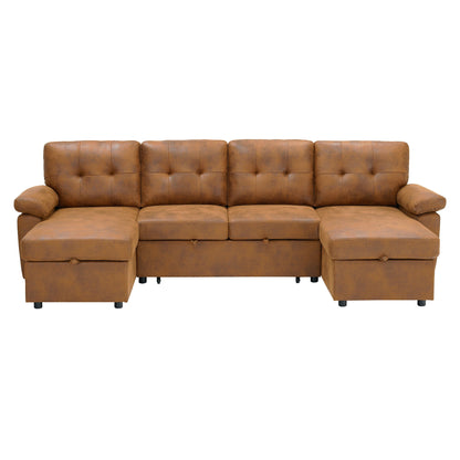 Convertible Sectional Sofa Bed With Pull Out Sleeper And Storage